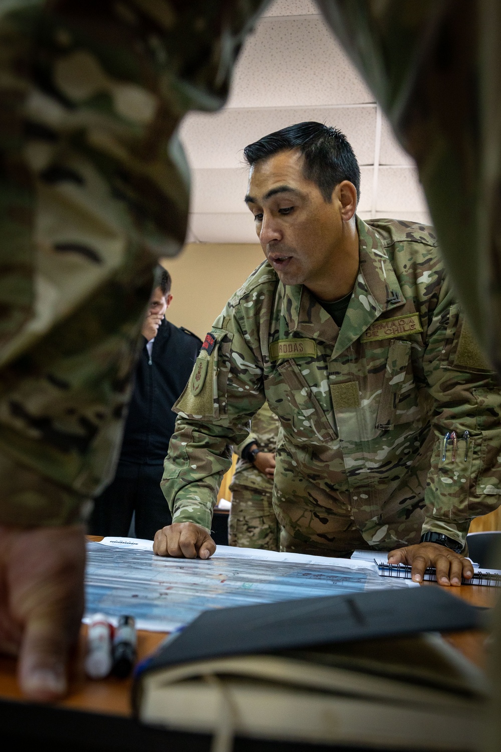 U.S. Marines with 25th Marine Regiment conduct an Amphibious Intelligence SMEE with Chilean Marines