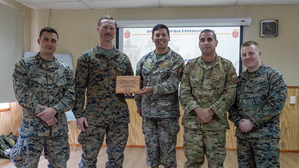 U.S. Marines with 25th Marine Regiment conduct an Amphibious Intelligence SMEE with Chilean Marines