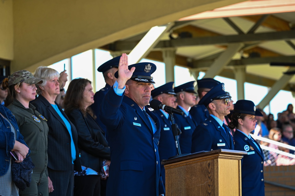 Crow 01 presides over OTS graduation, commissions first wing graduate