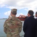 US Army Corps of Engineers Task Force Virgin Islands Puerto Rico Commander, Col. Charles L. Decker, Puerto Rico Ports Authority Executive Director, Joel Pizá, and Puerto Rico Governor, Pedro Pierluisi, watch the DV Avalon vessel