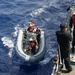 Sailors aboard the USS Howard conduct boat operations in the Philippine Sea