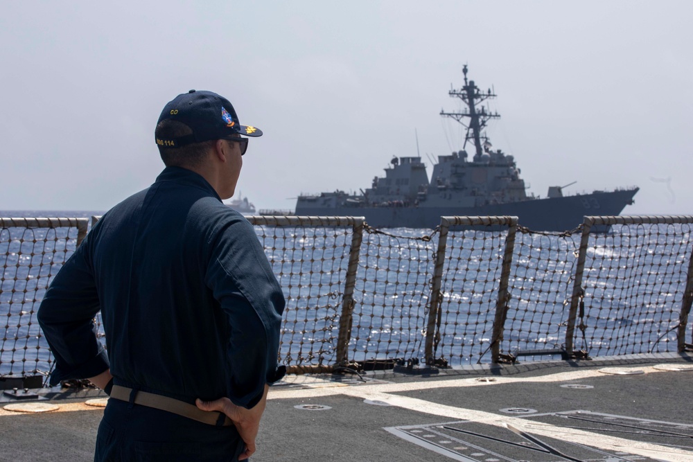 USS Ralph Johnson Conducts Personnel Transfer