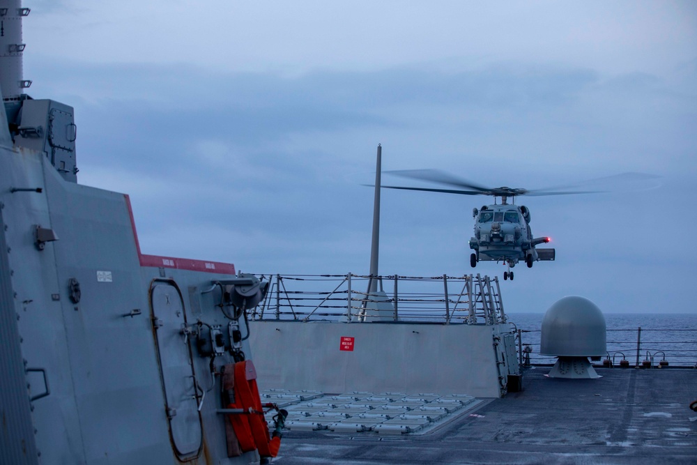 USS Ralph Johnson Conducts Flight Quarters.