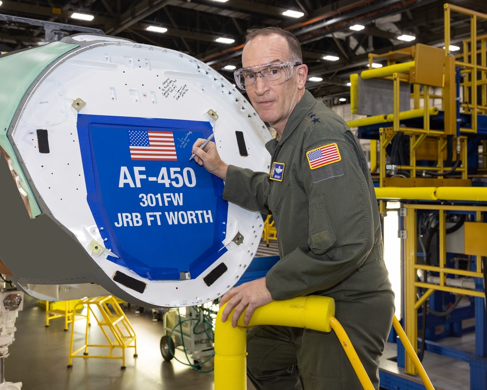 Forging air dominance: AFRC commander signs first F-35 Bulkhead slated for 301 FW