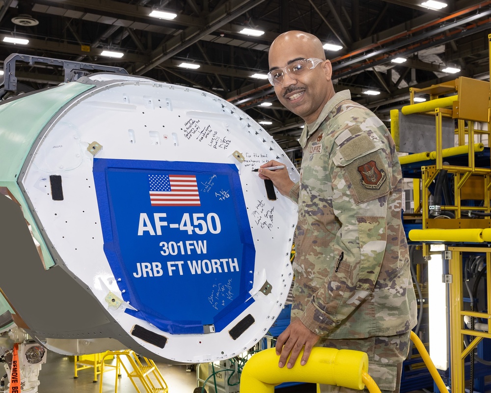 Forging air dominance: AFRC commander signs first F-35 Bulkhead slated for 301 FW