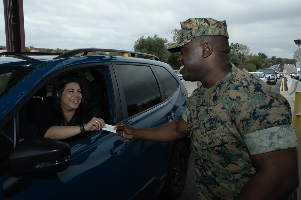 Camp Pendleton Marines Hand Out DoD Safe Helpline Cards