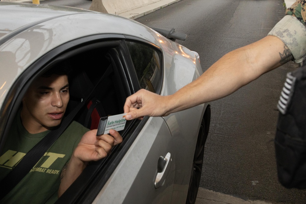 Camp Pendleton Marines Hand Out DoD Safe Helpline Cards