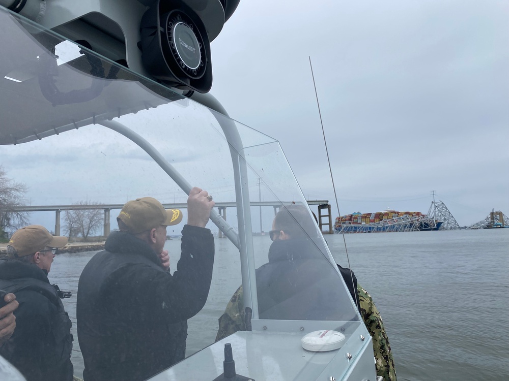 Vice Admiral James Downey visited the site of the Francis Scott Key Bridge collapse