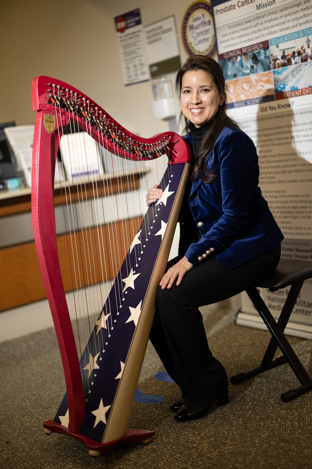 Harpist Plays for Cancer Patients at Walter Reed