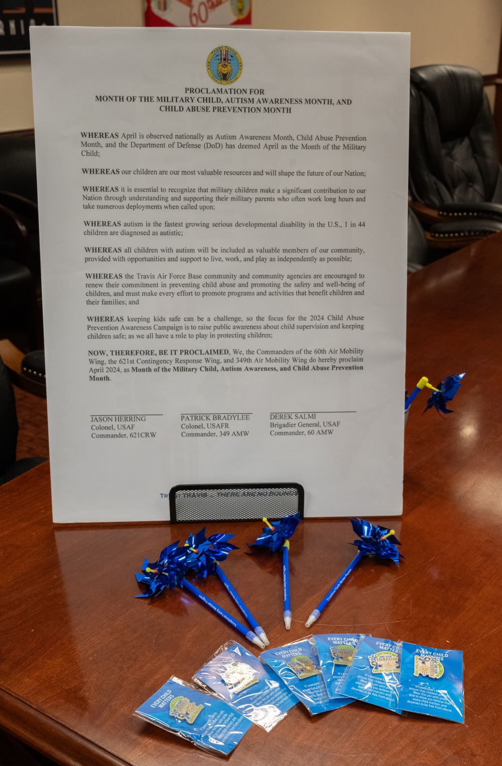 Travis leaders sign April proclamations.