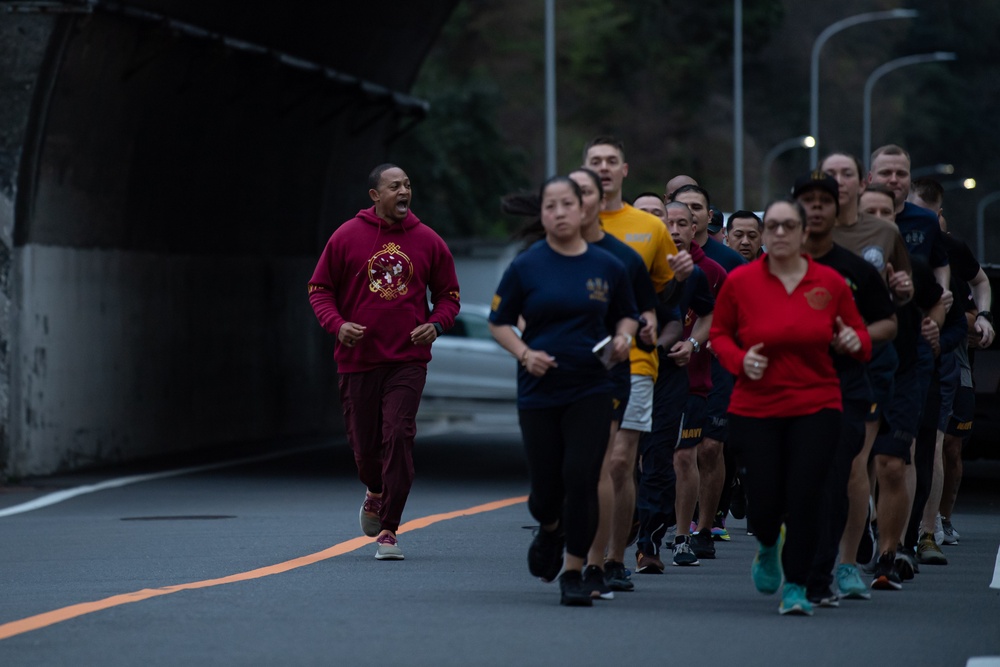 USS Ronald Reagan Chiefs Mess runs for Chief Petty Officer birthday