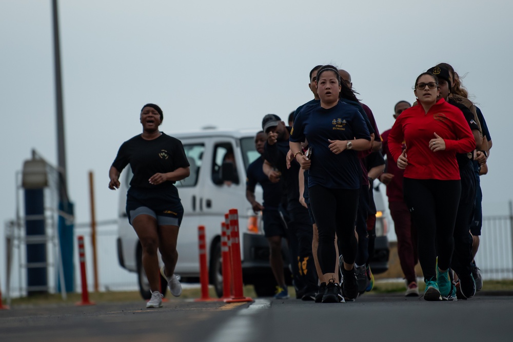 USS Ronald Reagan Chiefs Mess runs for Chief Petty Officer birthday