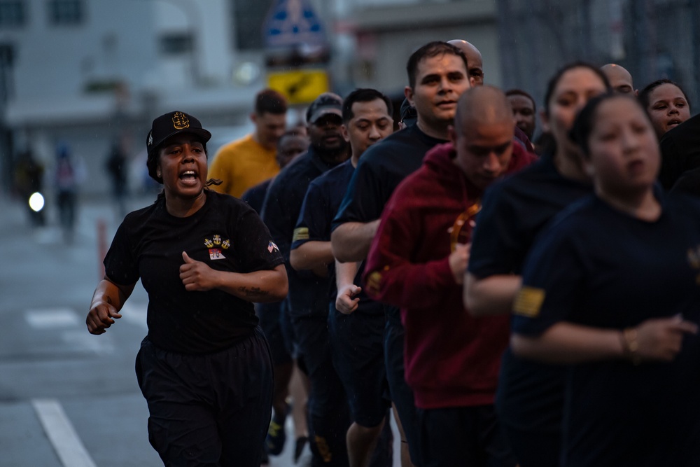 USS Ronald Reagan Chiefs Mess runs for Chief Petty Officer birthday