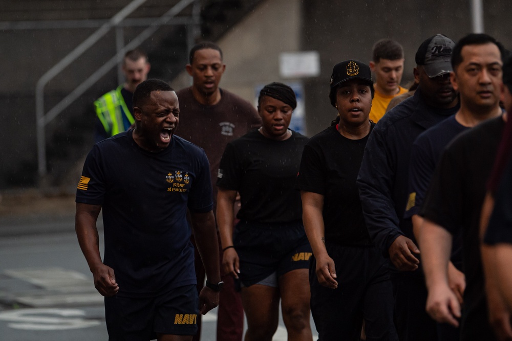 USS Ronald Reagan Chiefs Mess runs for Chief Petty Officer birthday