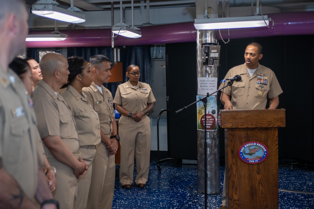 USS Ronald Reagan (CVN 76) Sailors celebrate CPOs Birthday