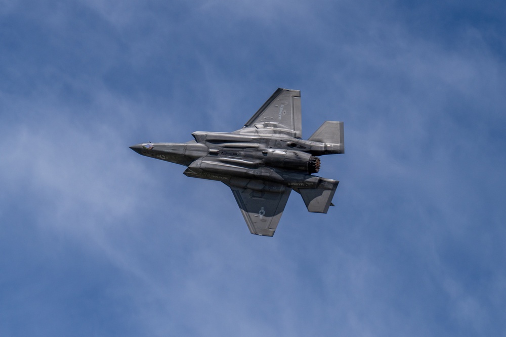 The United State Marine Corps F-35B performs at The Great Texas Airshow