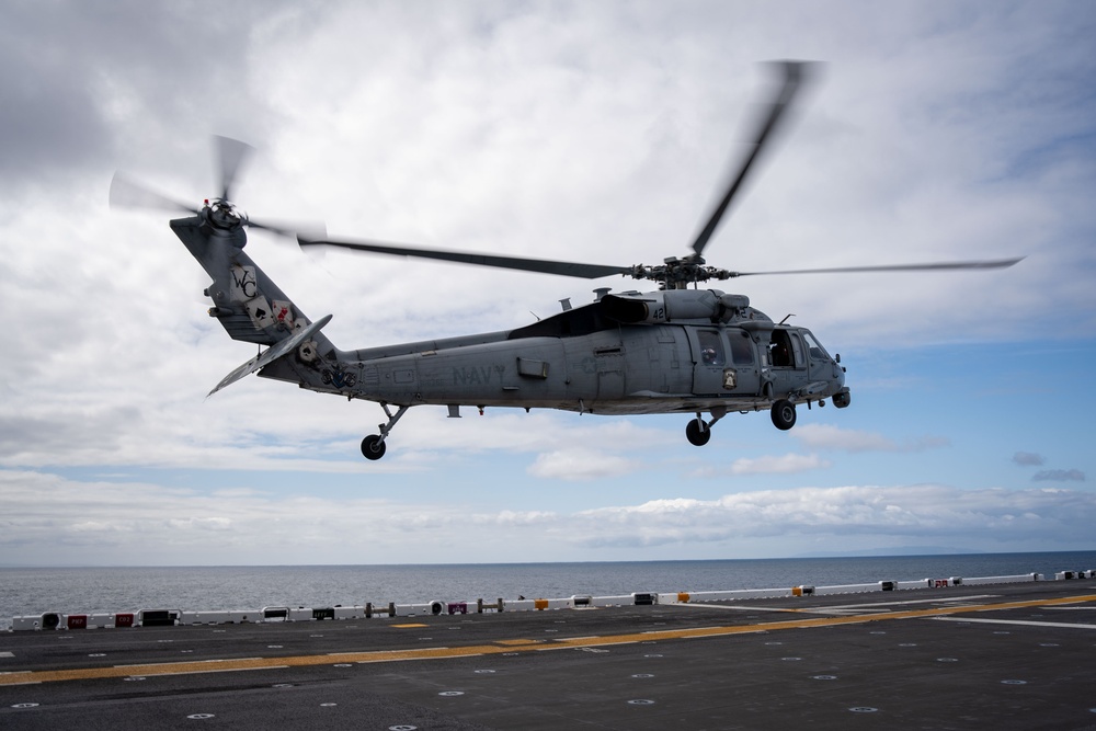 Boxer conducts a man overboard drill