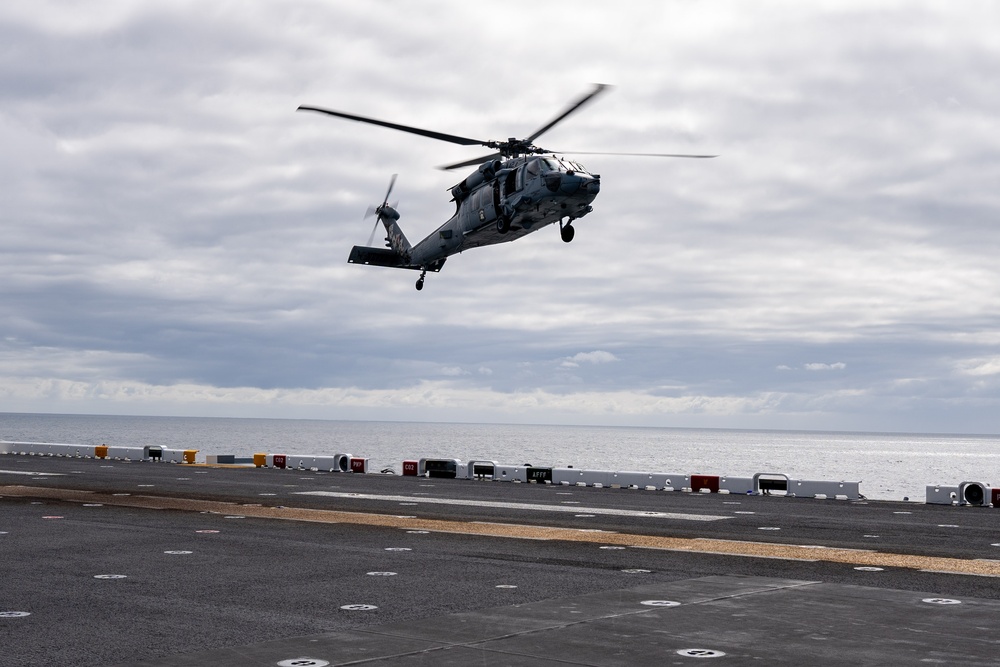 Boxer conducts a man overboard drill