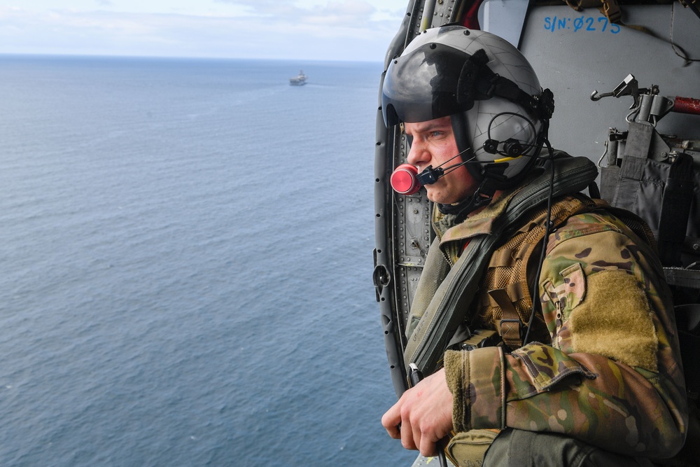 Boxer conducts man overboard drill