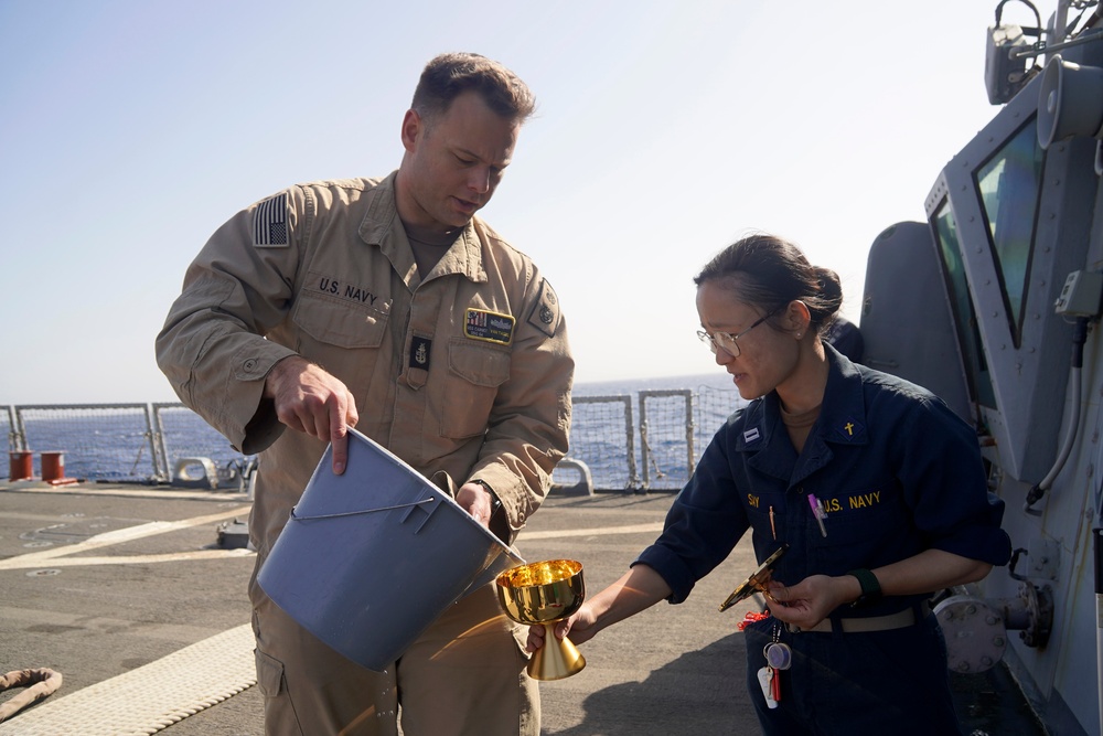 USS Carney Hosts a Baptism in the Red Sea