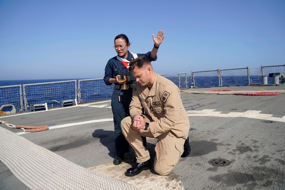 USS Carney Hosts a Baptism in the Red Sea