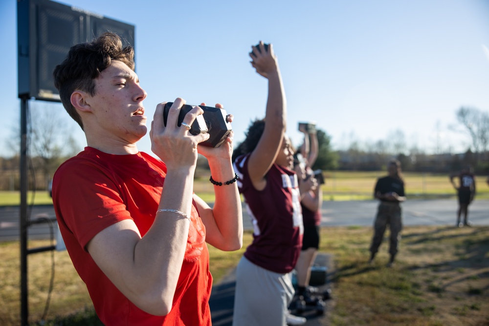 U.S. Marines train students at Madisonville North Hopkins High School