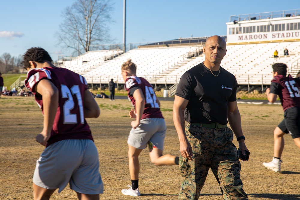 U.S. Marines train students at Madisonville North Hopkins High School