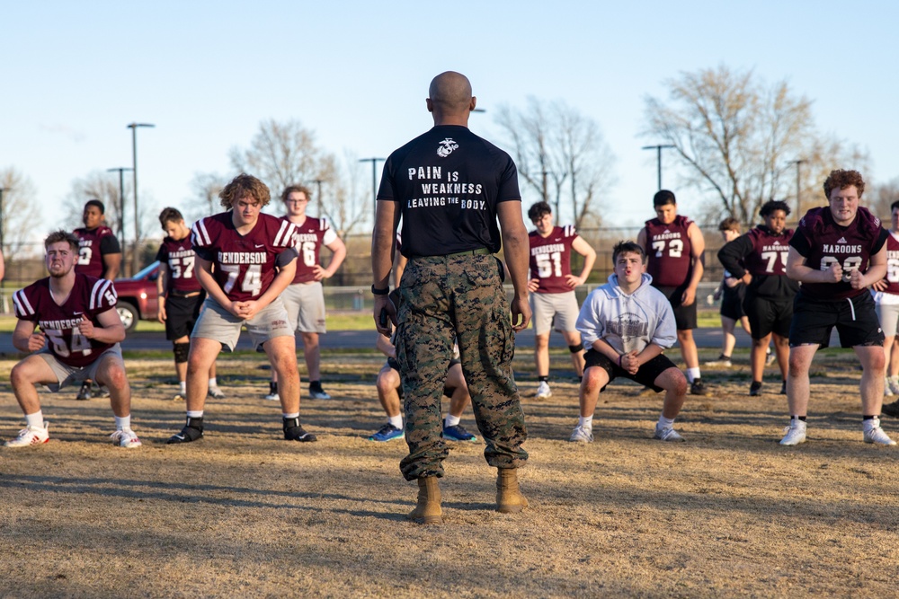 U.S. Marines train students at Madisonville North Hopkins High School