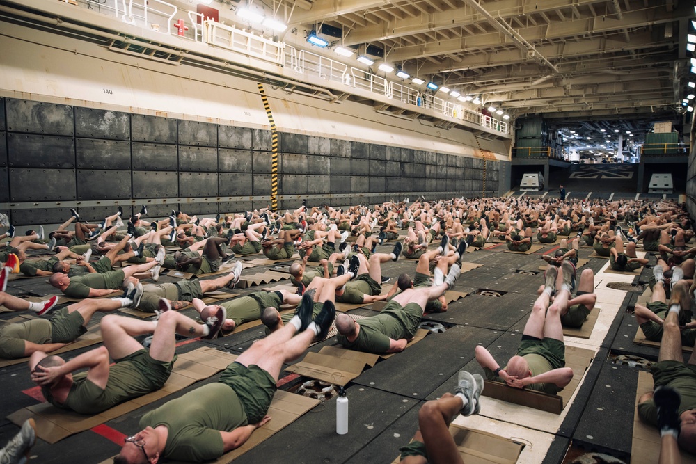 Backbone of the Corps: 15th MEU Conducts NCO PT Aboard USS Boxer
