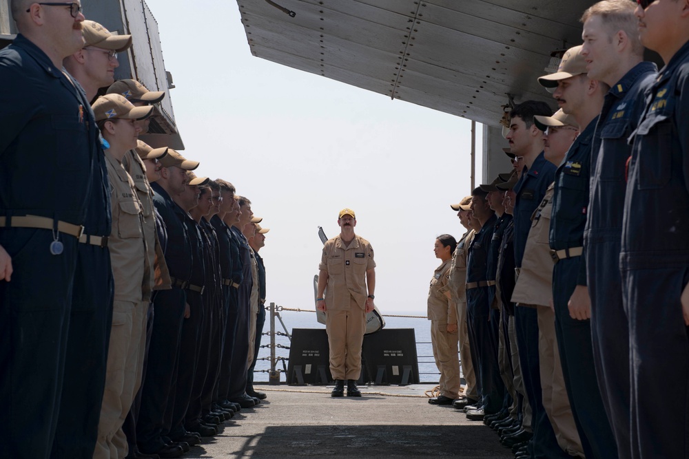 USS Mason Bids Farewell to Departing XO in the Red Sea