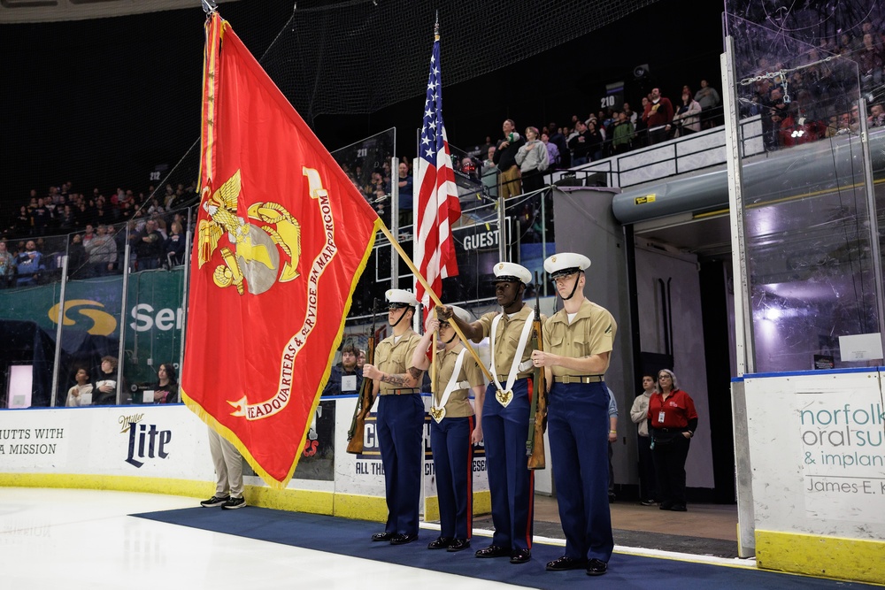 MARFORCOM DCOM Drops Puck at Admirals Fundraiser Game for NMCRS