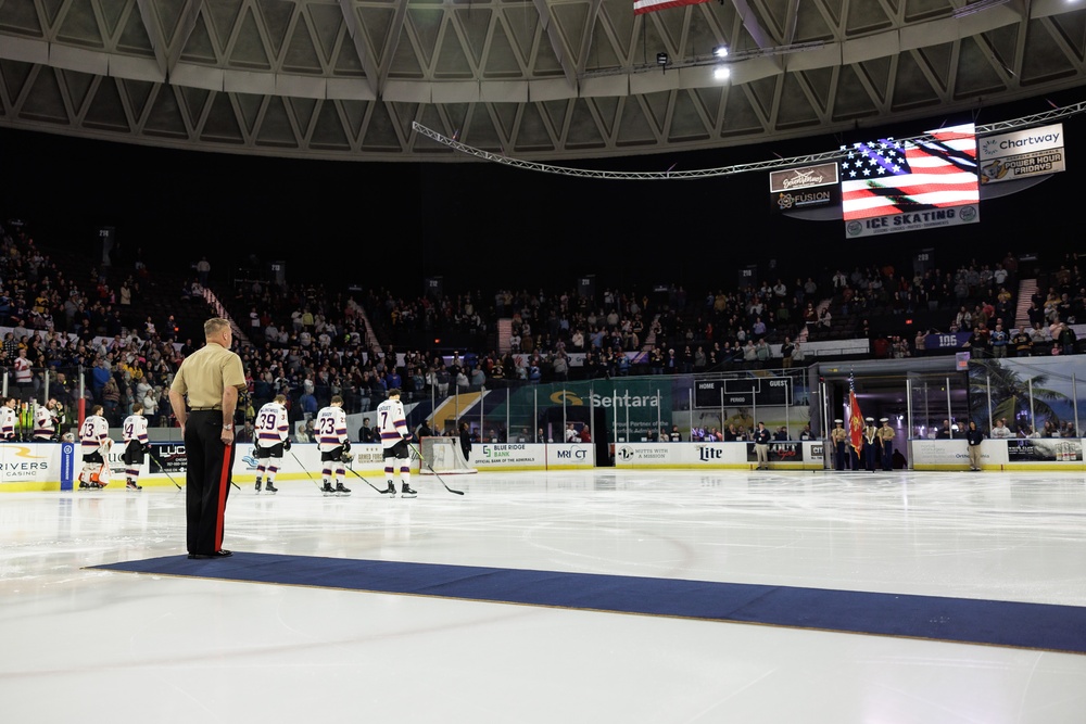 MARFORCOM DCOM Drops Puck at Admirals Fundraiser Game for NMCRS