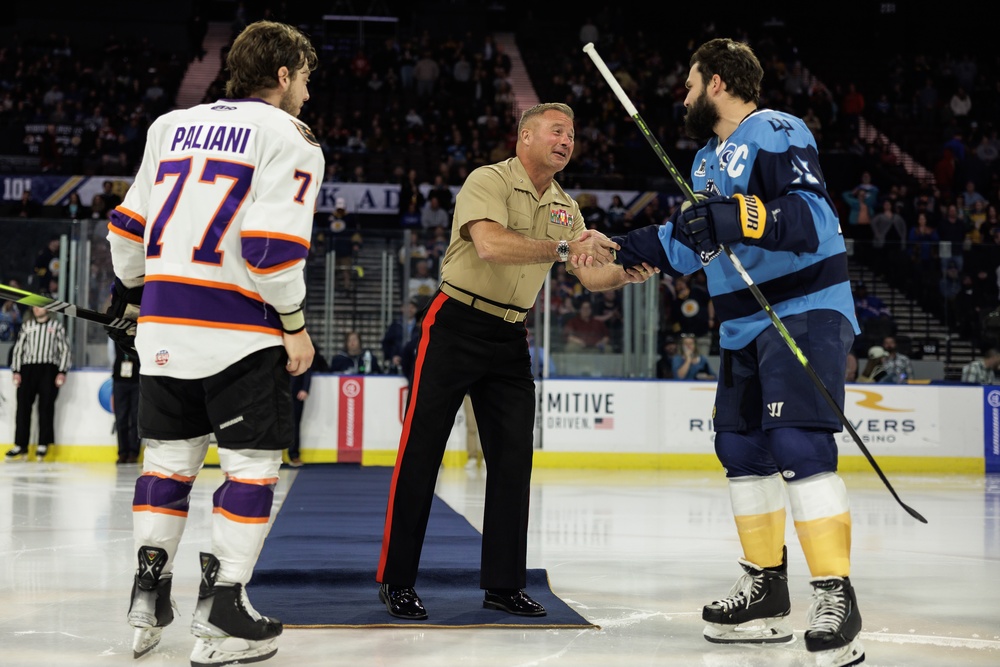 MARFORCOM DCOM Drops Puck at Admirals Fundraiser Game for NMCRS