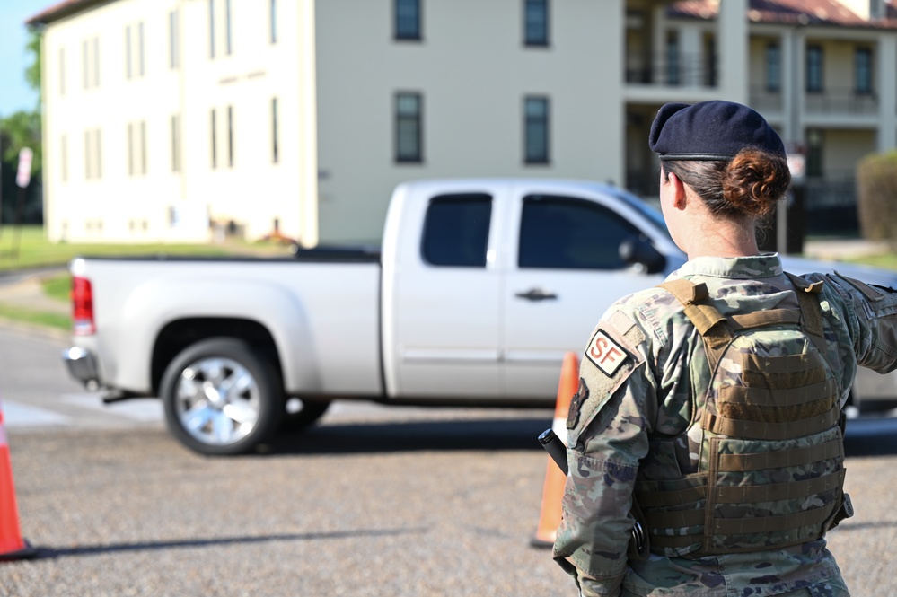 Security forces directs traffic during beyond the horizon air and space show