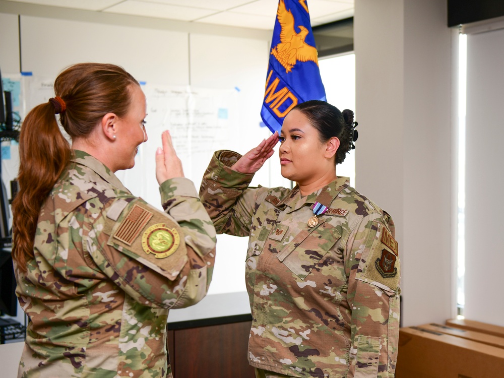 Staff Sgt. Erika Dorsey commissions into the Medical Service Corps