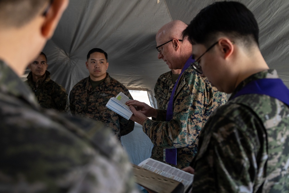 U.S. Marines, Koreans join for religious services during Freedom Shield 24