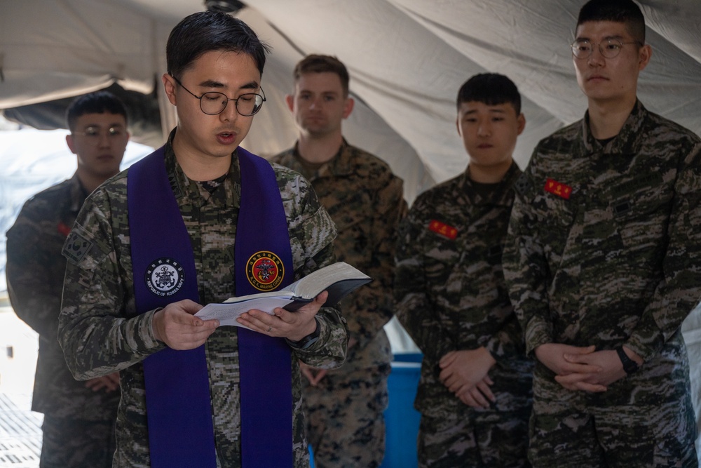 U.S. Marines, Koreans join for religious services during Freedom Shield 24