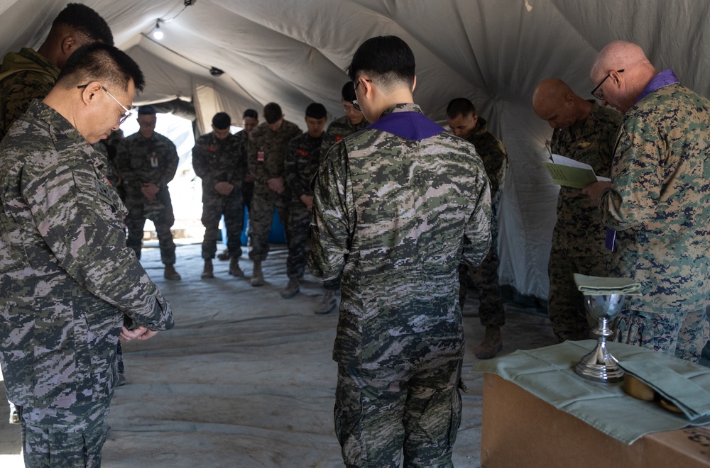 U.S. Marines, Koreans join for religious services during Freedom Shield 24