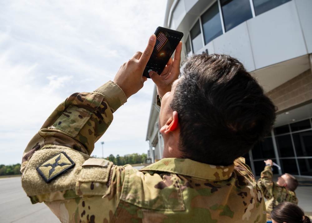 Arkansas Guardsmen Watch Eclipse