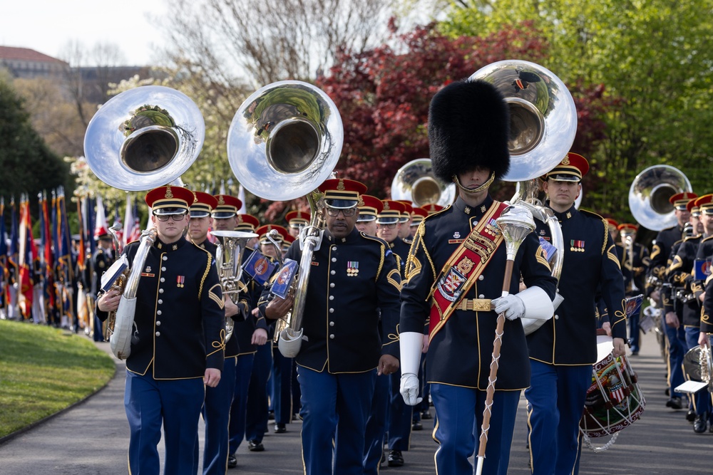 U.S. Soldiers rehearse an Armed Forces Full Honor Arrival Ceremony at The White House