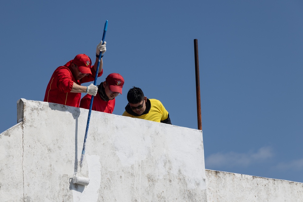 U.S. Marines, Koreans volunteer together to paint village during Freedom Shield 24