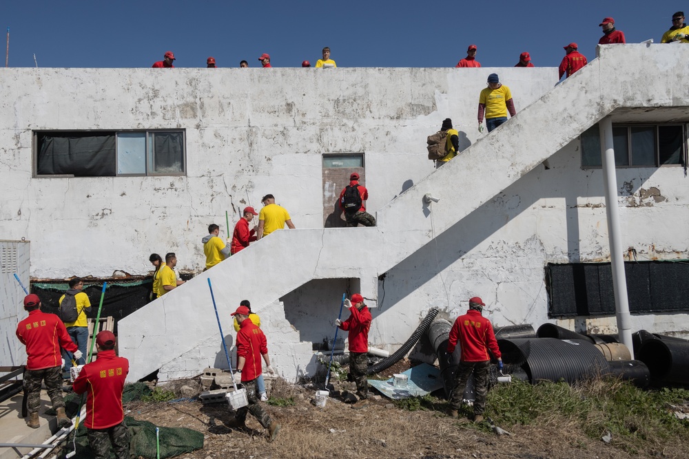 U.S. Marines, Koreans volunteer together to paint village during Freedom Shield 24