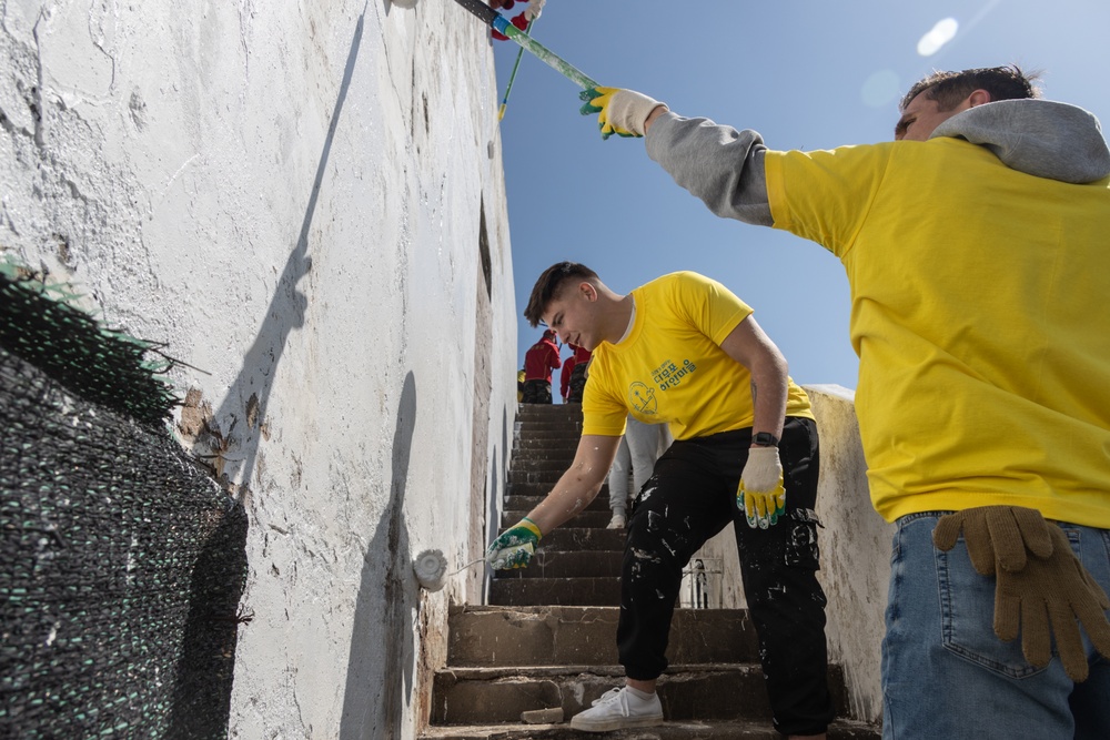 U.S. Marines, Koreans volunteer together to paint village during Freedom Shield 24