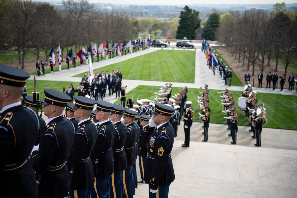 Japanese Prime Minister Fumio Kishida Visits Arlington National Cemetery