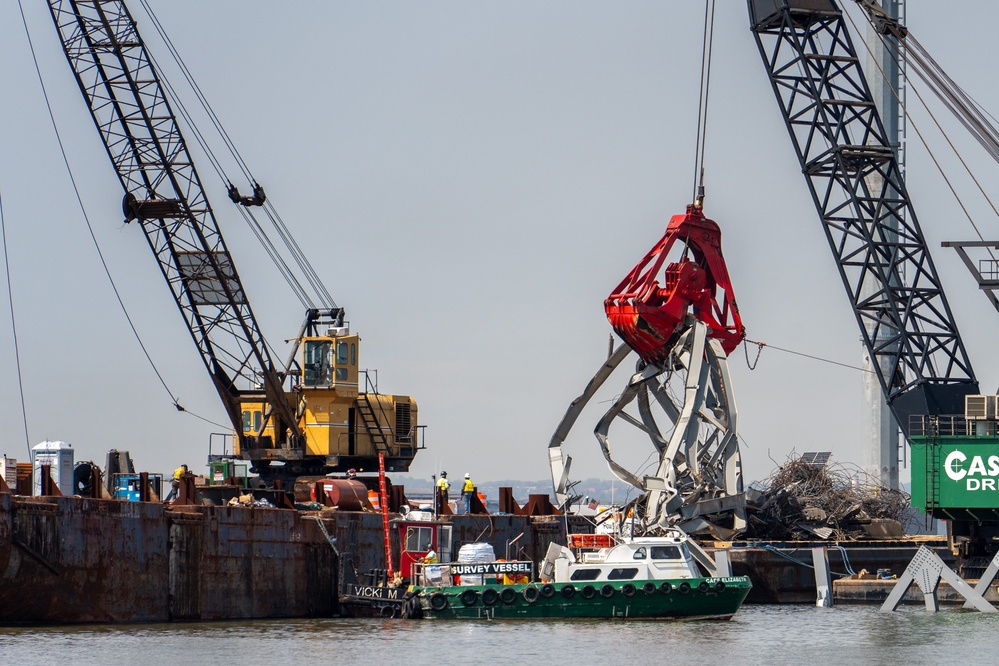 Key Bridge debris removal continues