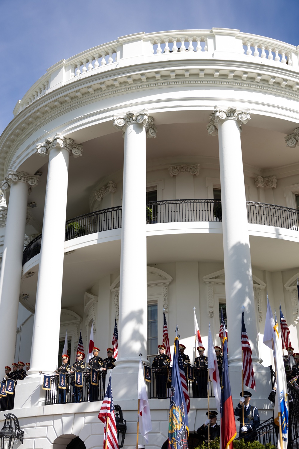 U.S. Soldiers rehearse an Armed Forces Full Honor Arrival Ceremony at The White House