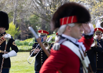 U.S. Soldiers rehearse an Armed Forces Full Honor Arrival Ceremony at The White House