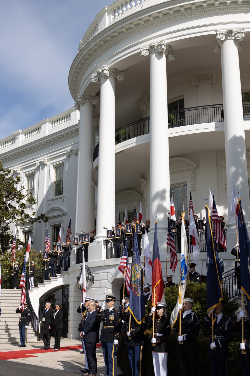 U.S. Soldiers rehearse an Armed Forces Full Honor Arrival Ceremony at The White House