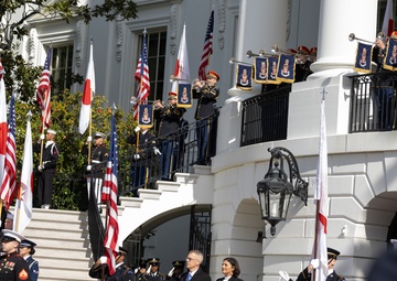 U.S. Soldiers rehearse an Armed Forces Full Honor Arrival Ceremony at The White House