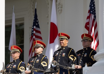 U.S. Soldiers rehearse an Armed Forces Full Honor Arrival Ceremony at The White House